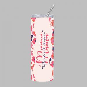 Tumbler Thermosbeker - Roze en paarse bloemen - Moederdag