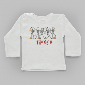 Tshirt_dansendeskeletten_metnaam T-shirt Skeletten Halloween