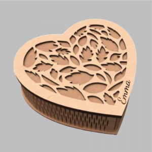 Doosjemetnaam Hart doosje met blaadjes