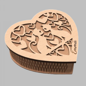 Katten_metnaam Hart doosje met Katten