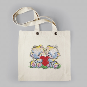 Linnentas Verliefde Beertjes - geborduurd