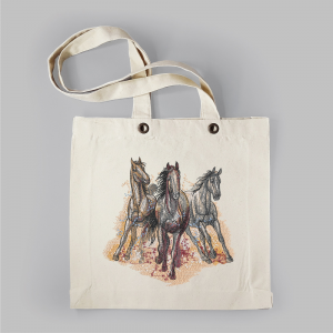 Linnentas 3 paarden Linnentas 3 paarden - geborduurd