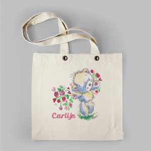 Linnentas Beertje Bloemen - geborduurd