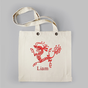 Linnentas Rode Draak - geborduurd