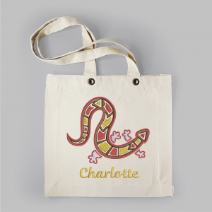 Linnentas Gekko - geborduurd