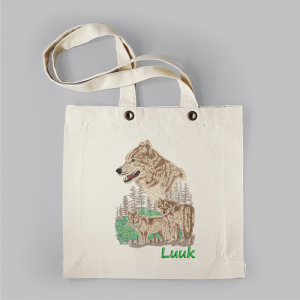 Linnentas Wolven - geborduurd