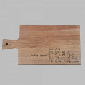 Plaatje_StickFamily_Broodplank Gegraveerde plank - Stick Family