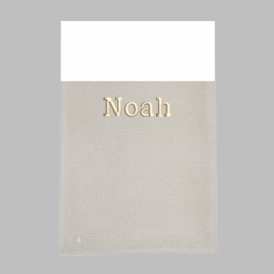 Dekentje_nougat_metnaam Ledikant dekentje Basic Knit Nougat