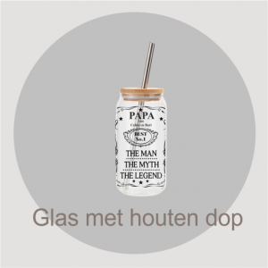 Glas met houten dop en rietje: Tulpen