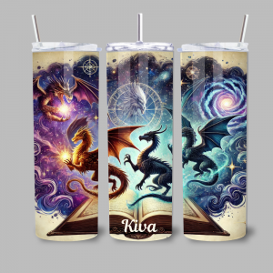 3tumler_boekdraken Tumbler Thermosbeker - Mythical Dragons & Magic Book