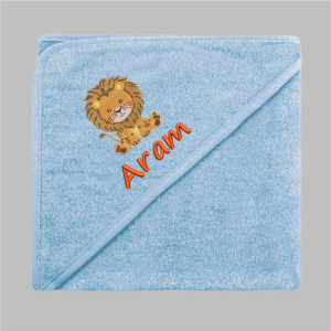 Badcape_Leeuw_blauw_metnaam Badcape: Leeuw