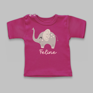 Tshirt_fuchsia_olifant_metnaam T-shirt: Olifant